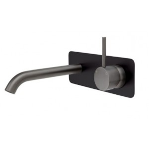 Kaya Up Wall Basin/Bath Mixer Set, Gun Metal, Matte Black Square Plate, 160mm Outlet